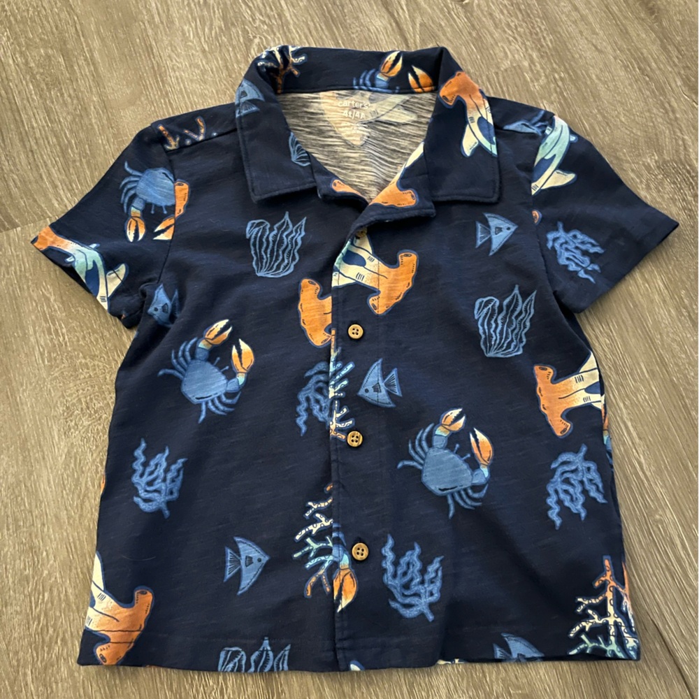 Carters 4T boys button down sea life shirt